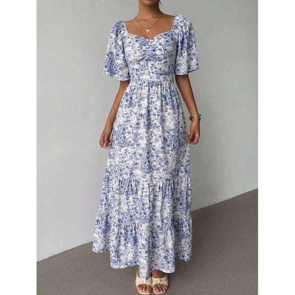 Selianne Short Sleeve Beach Music Festival Ditsy Floral Maxi Dre - Picture 4 of 6